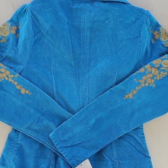 TM True Meaning Womens Jacket, True Meaning Blazer Corduroy, Embroidered Flowers - Picture 8 of 16